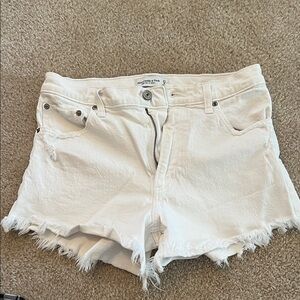 Abercrombie & Fitch White Frayed Jean Shorts